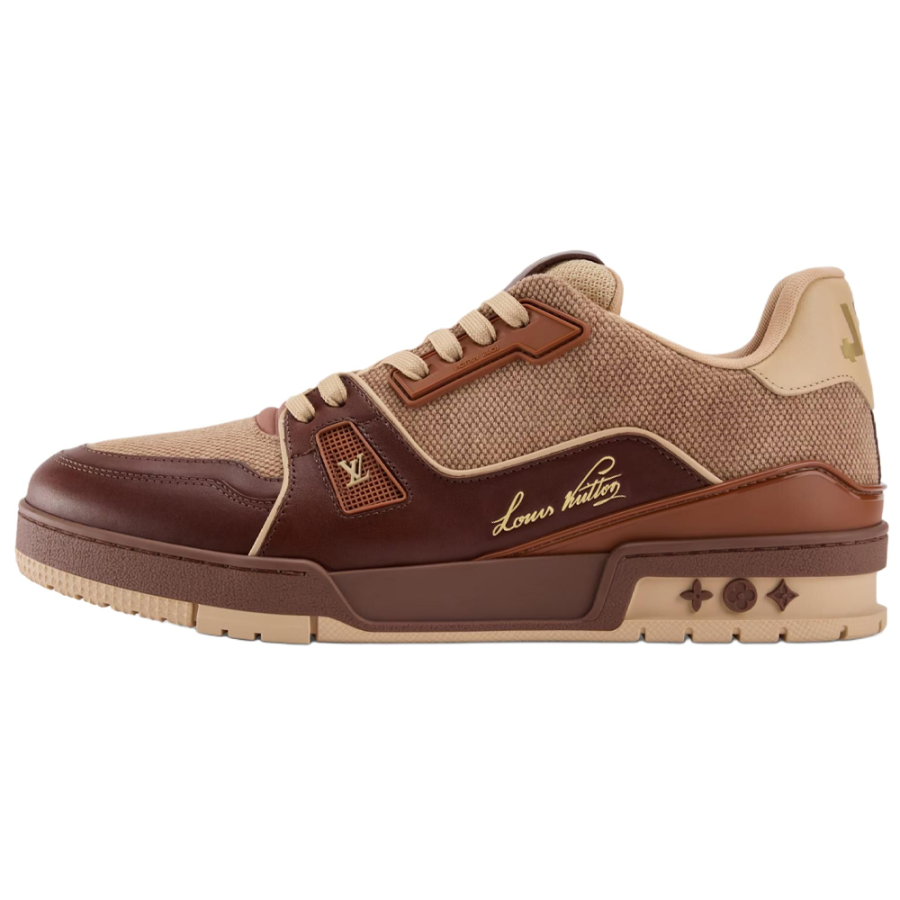 LOUIS VUITTON Trainer Cow Leather Low top Skateboard Shoes Men's Chestnut