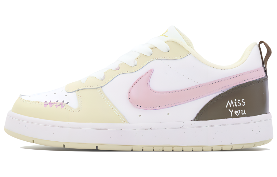 Nike Nike Court Borough Synthetic Leather Slip Resistant Abrasion Resistant Low top Kids' Skateboarding Shoes Pink Teenagers