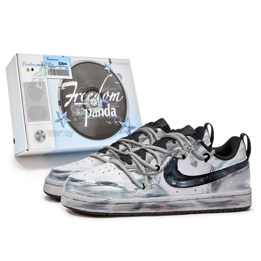 Nike Nike Court Borough Slip Resistant Cushioning Abrasion Resistant Low top Kids' Skateboarding Shoes Blue White Gray
