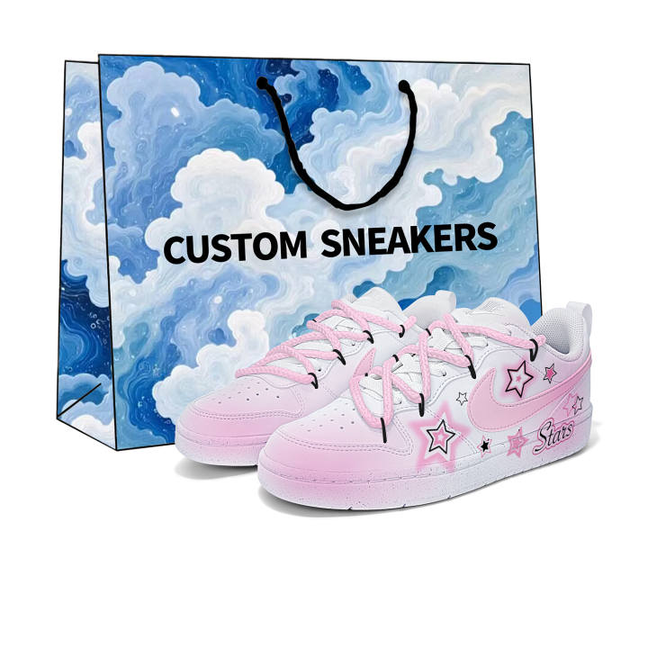 Nike Nike Court Borough Sparkling Star Pink Leather Slip Resistant Cushioning Abrasion Resistant Breathable