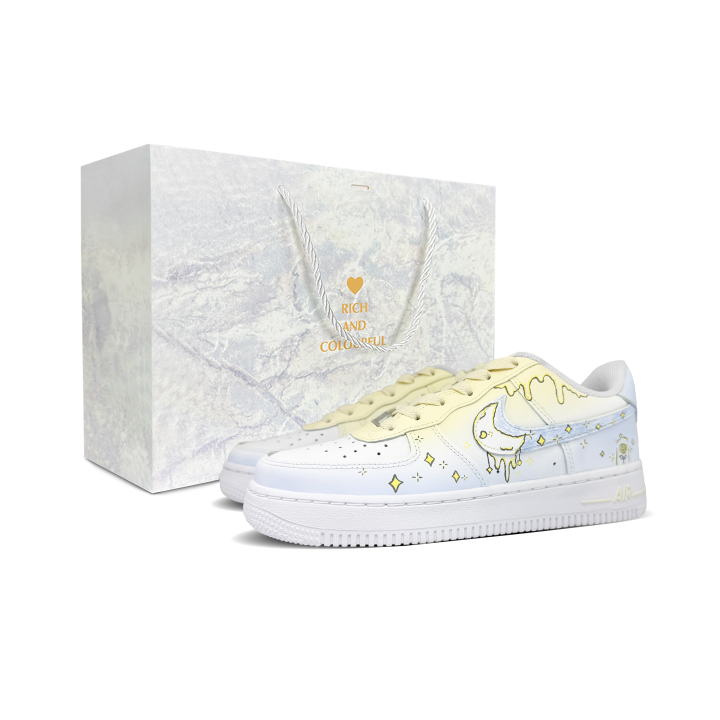 Nike Nike Air Force 1 Eternal Night Galaxy Leather Low top Kids' Skateboarding Shoes Blue Kids'