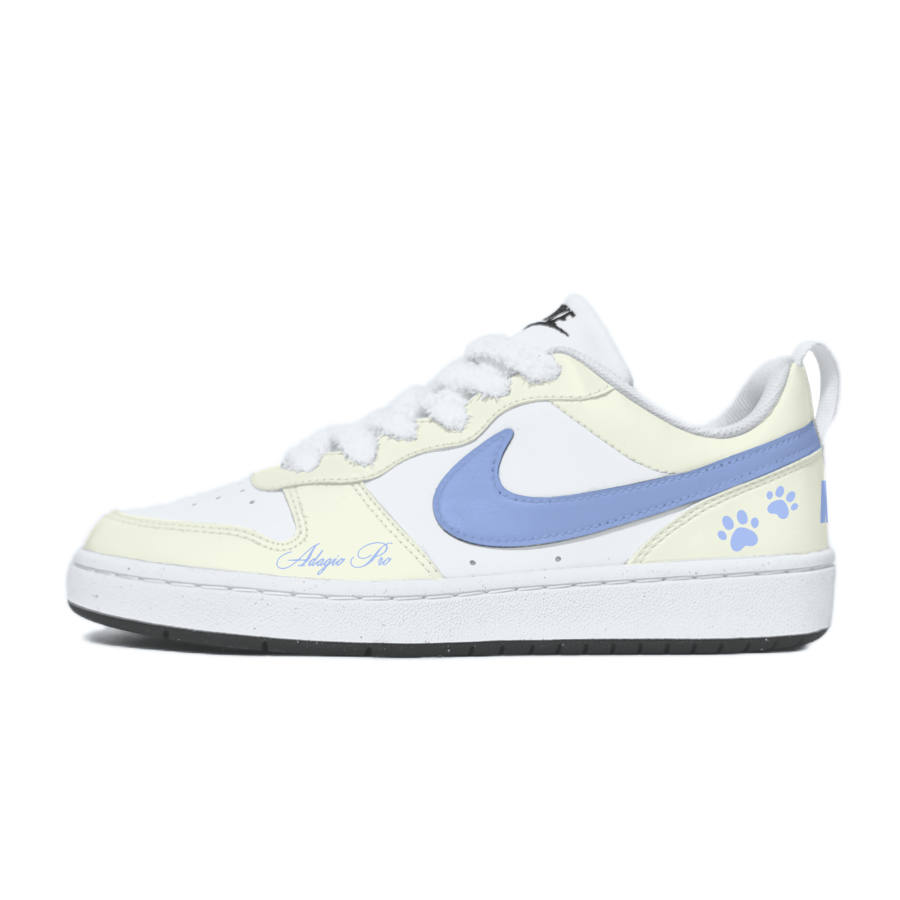 Nike Nike Court Borough Synthetic Leather Low top Kids' Skateboarding Shoes Yellow Blue Teenagers