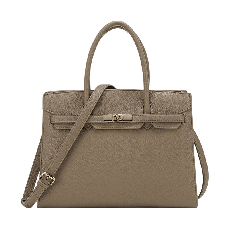 YEARCON Synthetic Leather Kelly Bag, Shoulder Bag, Crossbody Bag, Handbag Large Women's Gray/Khaki