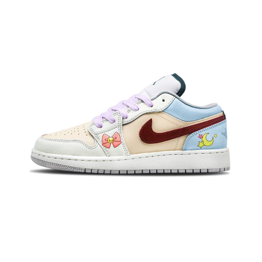 Jordan Jordan Air Jordan 1 Abrasion Resistant Abrasion Resistant Low top Children's Basketball Shoes Blue Yellow Teenagers