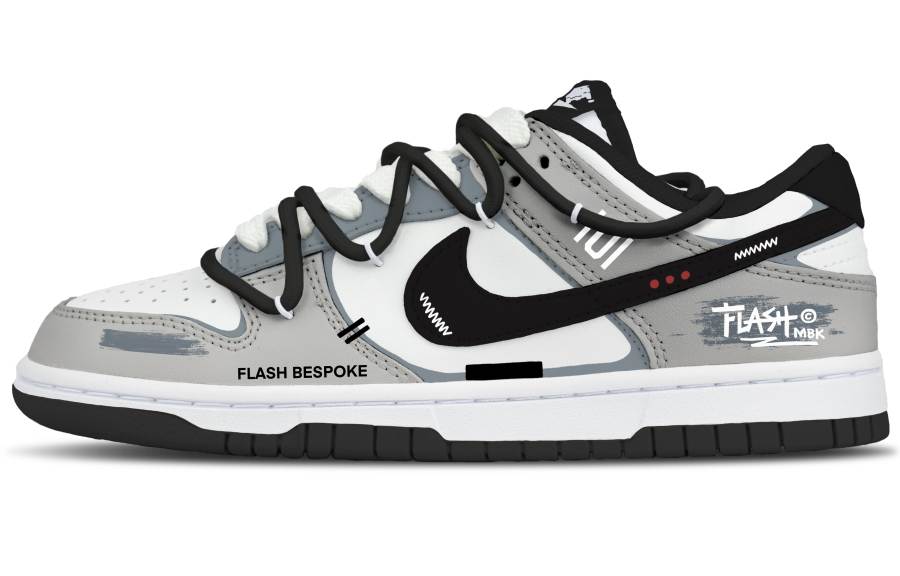 Nike Nike Dunk Shadow Sparkle Leather Slip Resistant Lightweight Cushioning Low top Kids' Skateboarding Shoes Gray Unisex