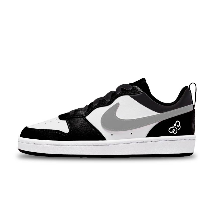 Nike Nike Court Borough Gray Butterfly Leather Abrasion Resistant Low top Kids' Skateboarding Shoes Unisex