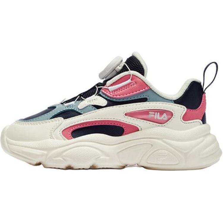 FILA KIDS BOA Slip Resistant Abrasion Resistant Low top Kids' Running Shoes Blue White Red Children Aged 3 7 Years Old