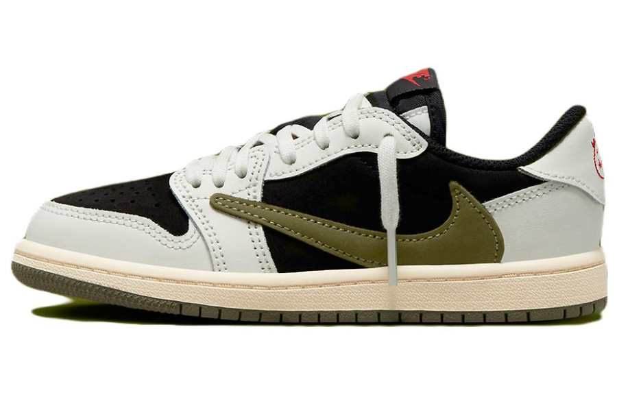 Jordan Jordan x Travis Scott Air Jordan 1 Low OG 'Olive' PS Low top Children's Basketball Shoes White Black Green