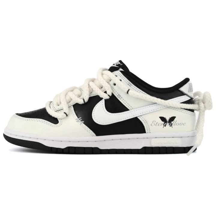 Nike Nike Dunk 'Black' Low top Kids' Skateboarding Shoes Beige White Black Teenagers