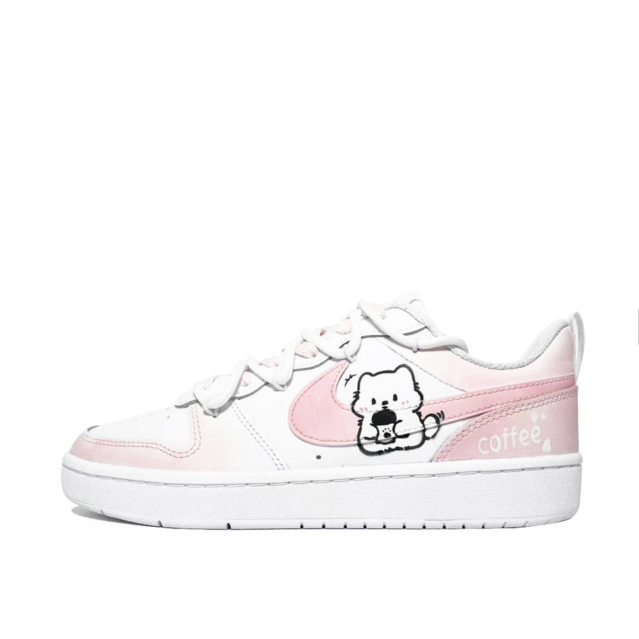 Nike Nike Court Borough Coffee Cat Slip Resistant Anti Kick Balance Low top Kids' Skateboarding Shoes Pink White Teenagers