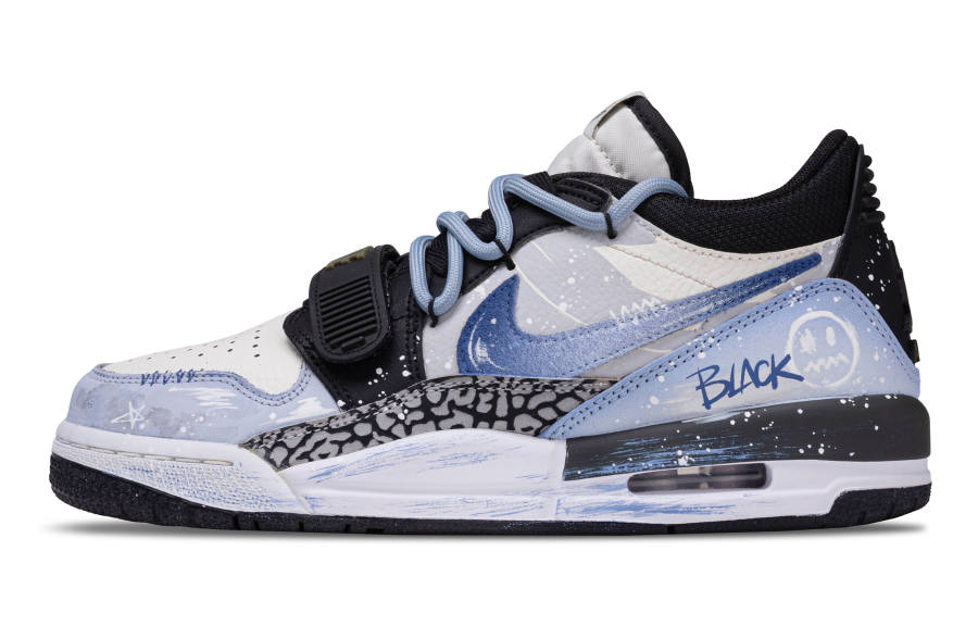 Jordan Jordan Air Jordan Legacy Low top Children's Basketball Shoes White Blue Teenagers