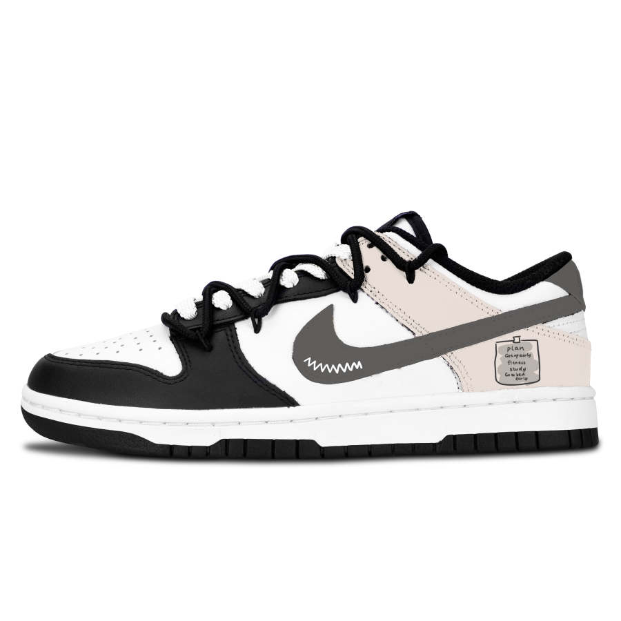 Nike Nike Dunk Black White, Light Brown Abrasion Resistant Low top Skateboard Shoes Unisex Gray