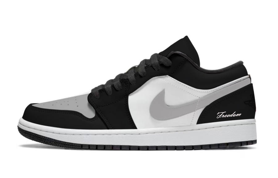 Jordan Jordan Air Jordan 1 Smoke Gray Synthetic Leather Slip Resistant Abrasion Resistant Low top Children's Basketball Shoes