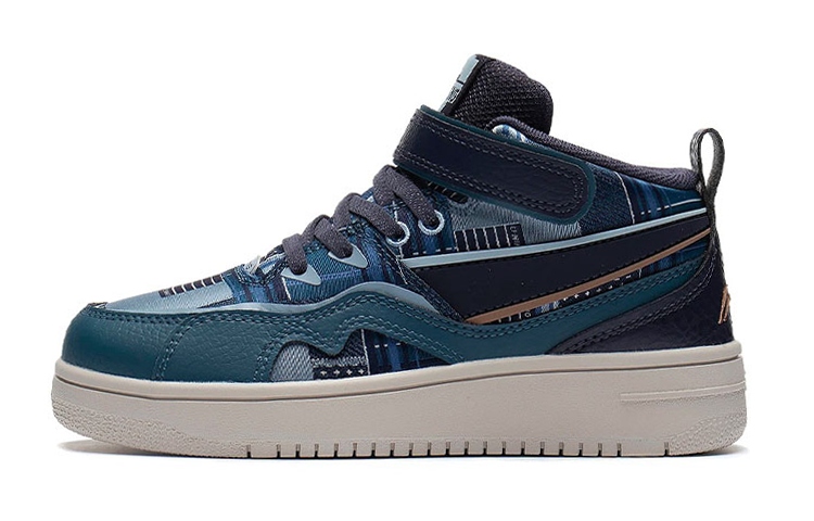 Li-Ning YOUNG Li Ning Comfortable Slip Resistant Abrasion Resistant Mid top Skateboard Shoes Blue Kids'