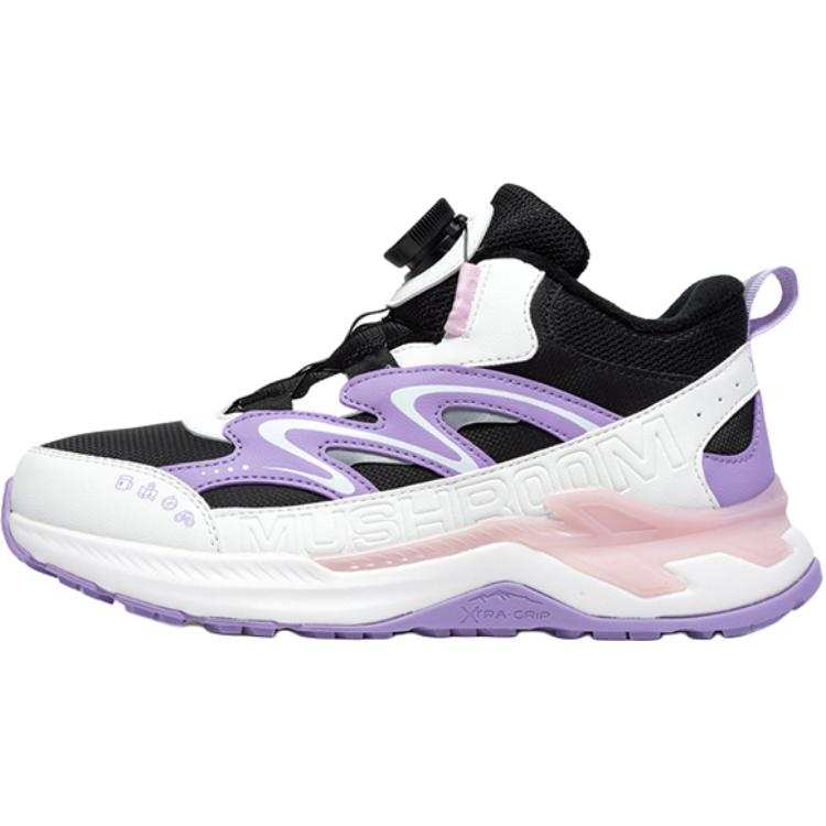 XTEP Slip Resistant Anti Kick Mid top Kids Lifestyle Shoes Black White Purple Kids'