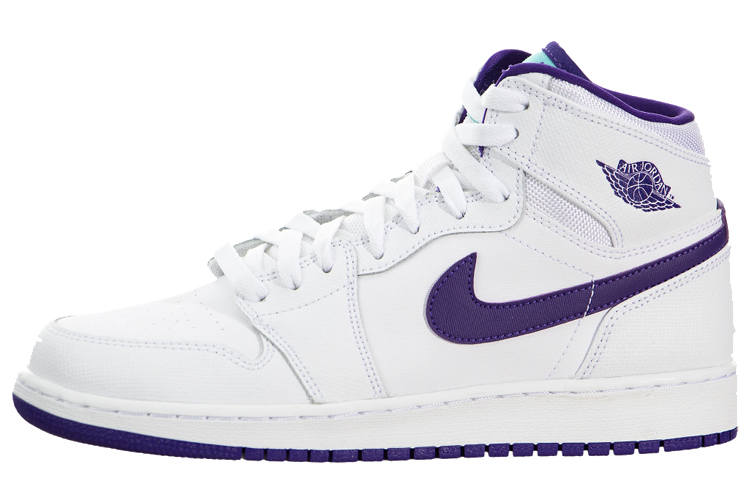 Jordan Jordan Air Jordan 1 Retro High Leather Cushioning Balance Mid top Basketball Shoes White Purple Unisex