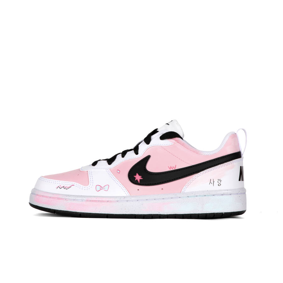 Nike Nike Court Borough Pink Sweetheart Synthetic Leather Low top Kids' Skateboarding Shoes White Teenagers