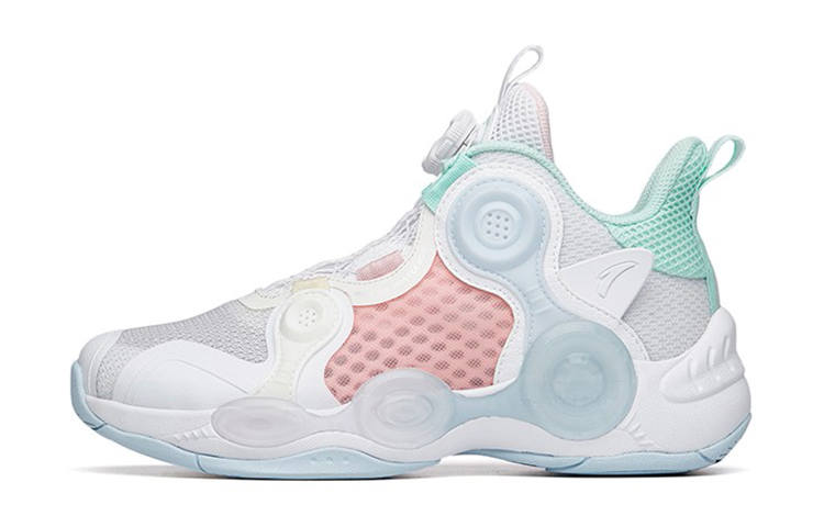 Antakids Slip Resistant Cushioning Abrasion Resistant Breathable Mid top Basketball Shoes White Green Unisex