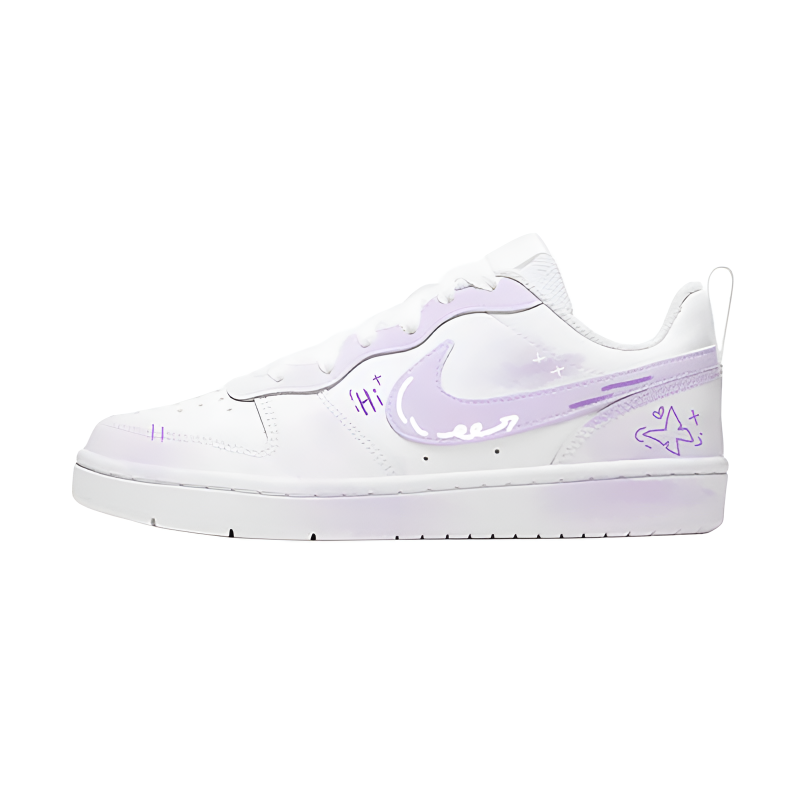 Nike Nike Court Borough Butterfly Dream Light Purple Leather Slip Resistant Slip Resistant Low top Kids' Skateboarding Shoes