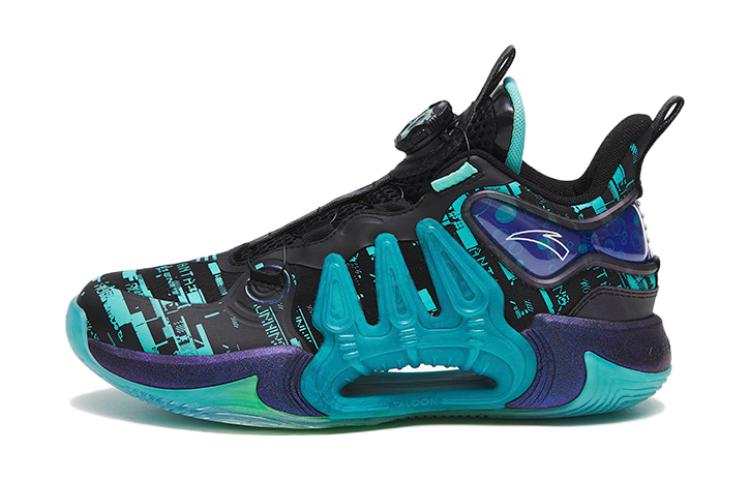 Antakids Anta Qing Kuang 2 Abrasion Resistant Cushioning Low top Basketball Shoes Black Blue Green Teenagers