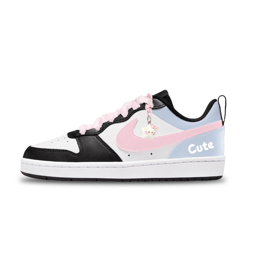 Nike Nike Court Borough Pink C Leather Abrasion Resistant Low top Kids' Skateboarding Shoes Unisex