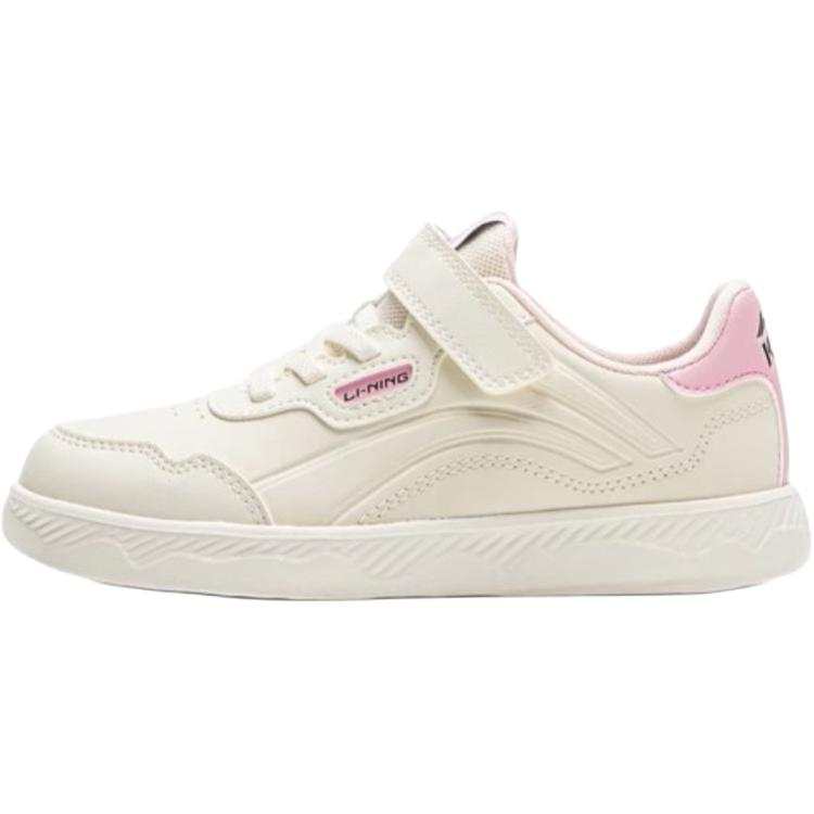 Li-Ning YOUNG Li Ning YOUNG Sportlife Synthetic Leather Cushioning Low top Kids' Skateboarding Shoes Ecru Children Aged 3 7 Years Old
