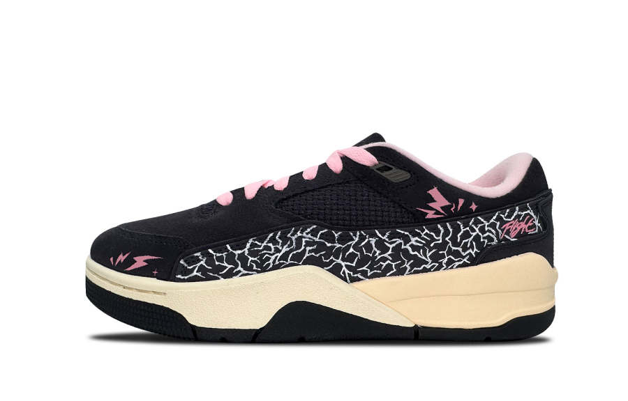 Jordan Jordan FLIGHT COURT Crackled Silent Abrasion Resistant Low top Children's Basketball Shoes Black Pink Unisex