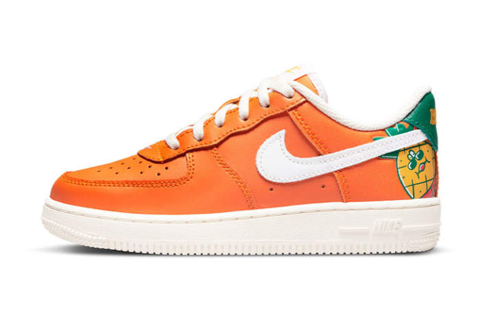 Nike Nike Air Force 1 LV8 Leather Casual Low top Skateboard Shoes Lava Orange Kids'