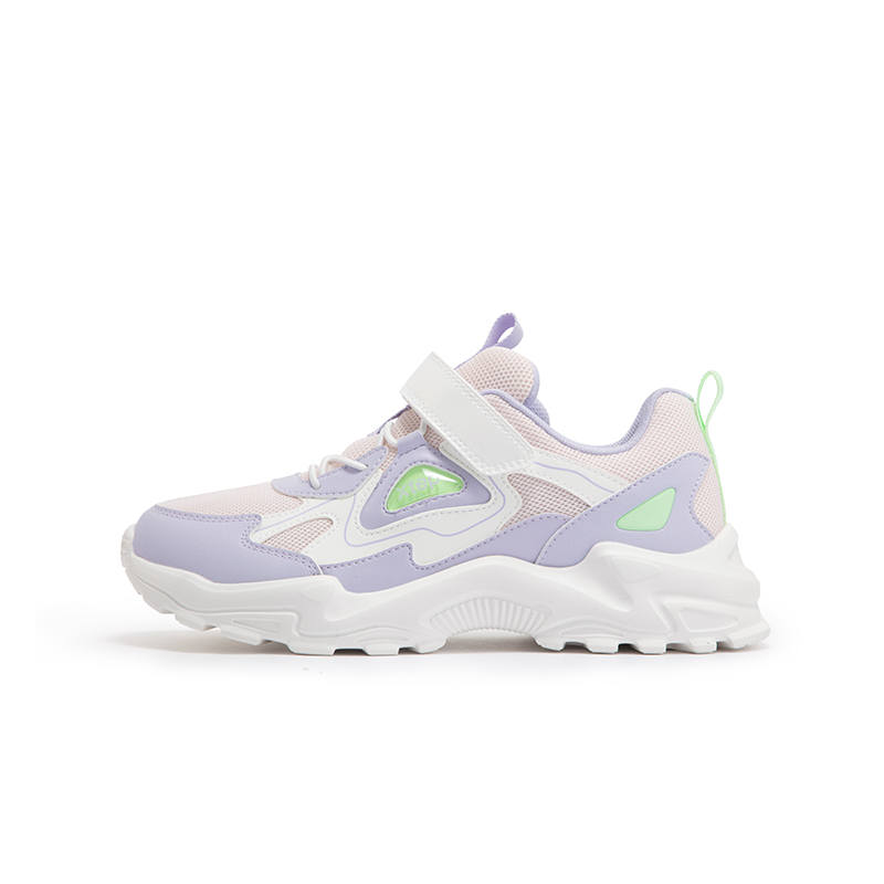 XTEP Synthetic Leather, Textile Comfortable Low top Running Shoes Pink Purple Teenagers