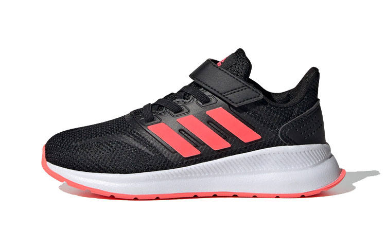 Adidas Neo Runfalcon 1.0 Synthetic Leather Breathable Low top Running Shoes Black Red Children Aged 3 7 Years Old