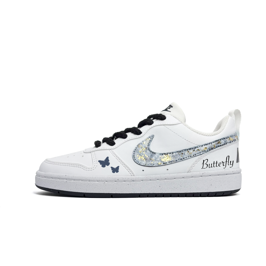 Nike Nike Court Borough Butterfly Gold Foil Synthetic Leather Abrasion Resistant Abrasion Resistant Low top