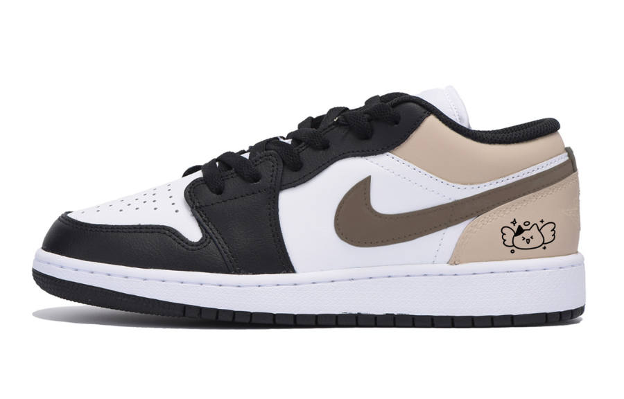Jordan Jordan Air Jordan 1 Slip Resistant Low top Children's Basketball Shoes Black Brown Teenagers