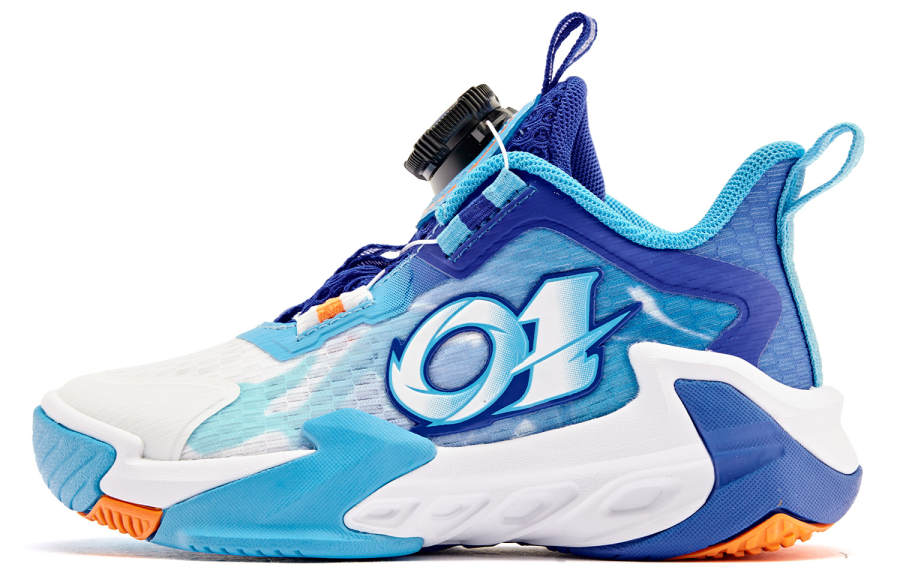 QIAODAN Pre school QIAODAN Slip Resistant Cushioning Low top Children's Basketball Shoes Blue