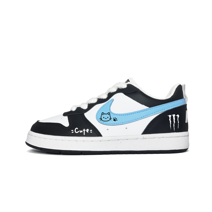 Nike Nike Court Borough Cats Coffee Slip Resistant Abrasion Resistant Low top Kids' Skateboarding Shoes Blue Black Teenagers