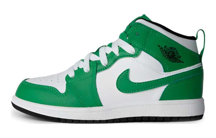Jordan Jordan Air Jordan 1 Mid BP Cushioning Support Mid top Children's Basketball Shoes White Green