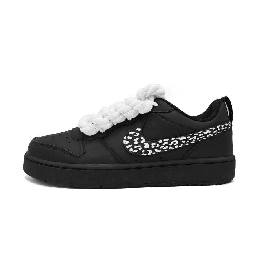 Nike Nike Court Borough Textured Leather Slip Resistant Abrasion Resistant Low top Kids' Skateboarding Shoes Black Unisex