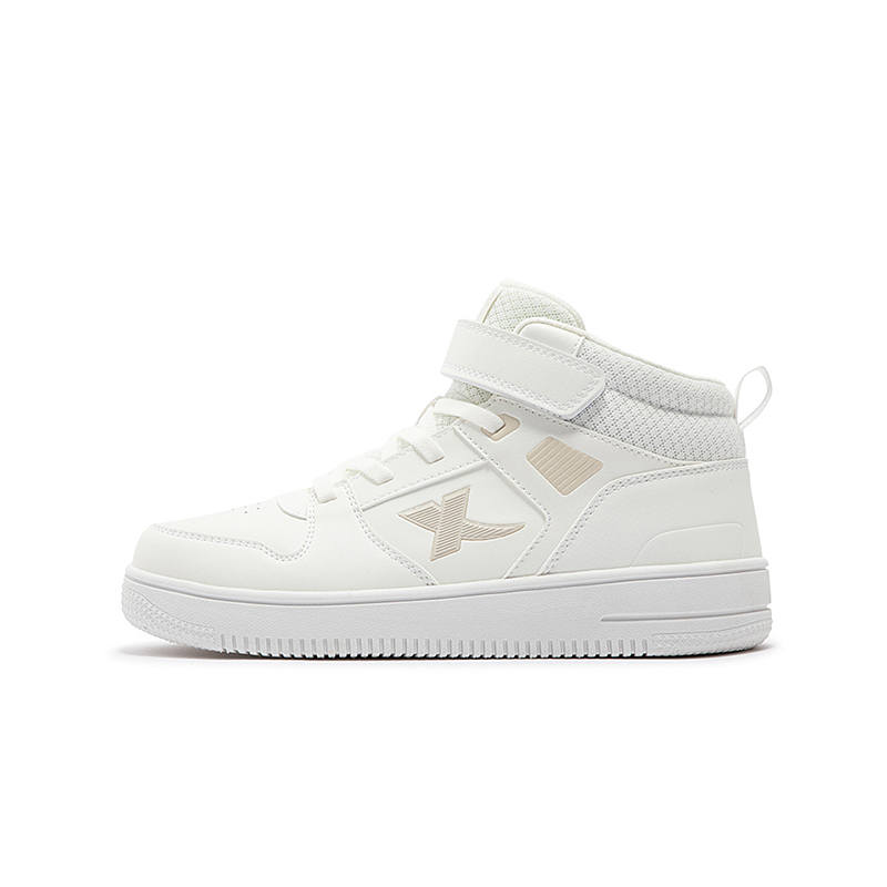 XTEP Slip Resistant Abrasion Resistant High top Kids' Skateboarding Shoes White Kids'