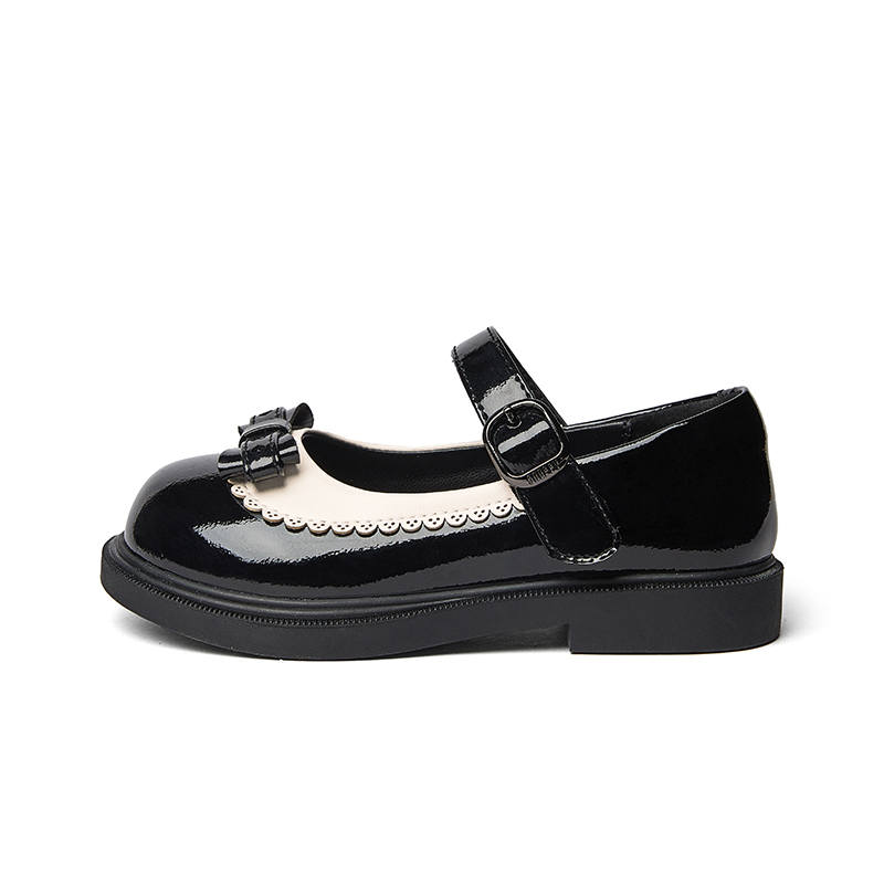 Snoffy Slip Resistant Abrasion Resistant Low top Kids' Leather Shoes Black Kids'