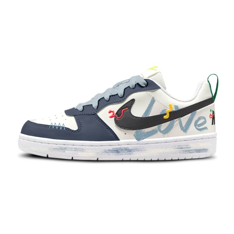 Nike Nike Court Borough Slip Resistant Abrasion Resistant Low top Kids' Skateboarding Shoes Deep Sea Blue Teenagers