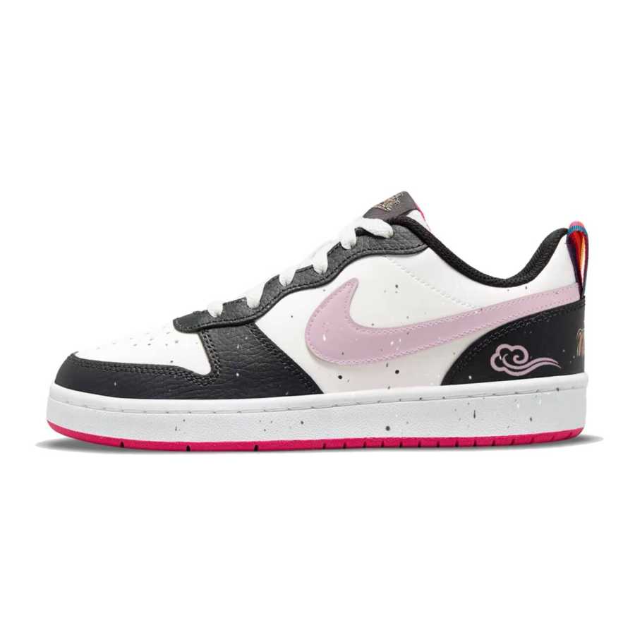 Nike Nike Court Borough Synthetic Leather Abrasion Resistant Slip Resistant Low top Skateboard Shoes Pink Black Teenagers