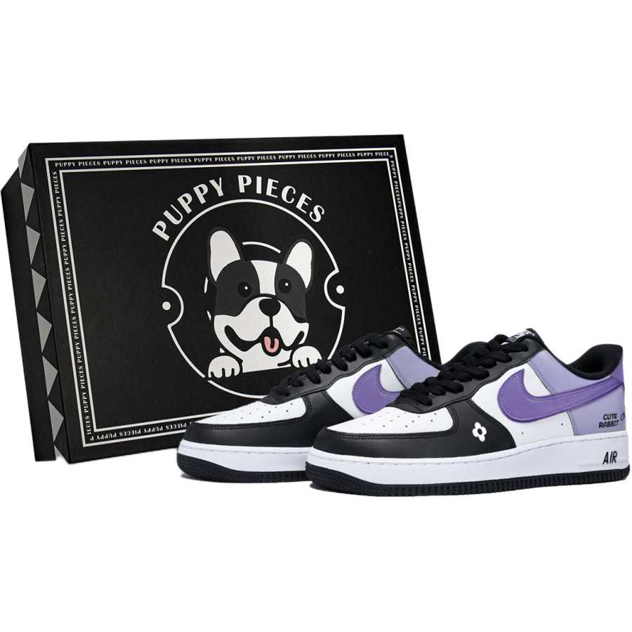 Nike Nike Air Force 1 Puppy Fragment, Special Shoe Box Leather Low top Kids' Skateboarding Shoes White Teenagers