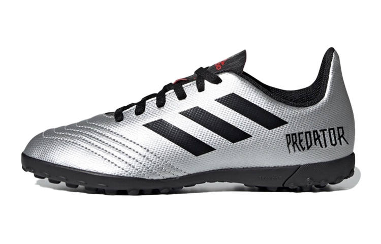 Adidas Adidas Predator19.4 Slip Resistant Abrasion Resistant Low top Kids' Soccer Shoes Silver Black