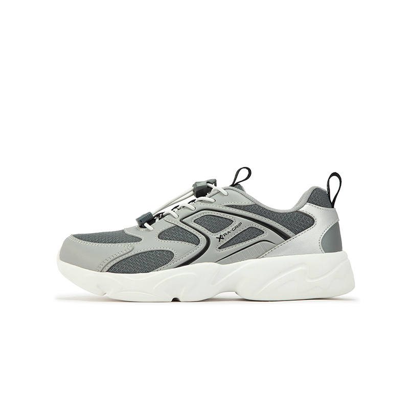 XTEP Slip Resistant Cushioning Abrasion Resistant Low top Kids' Running Shoes Gray White Kids'
