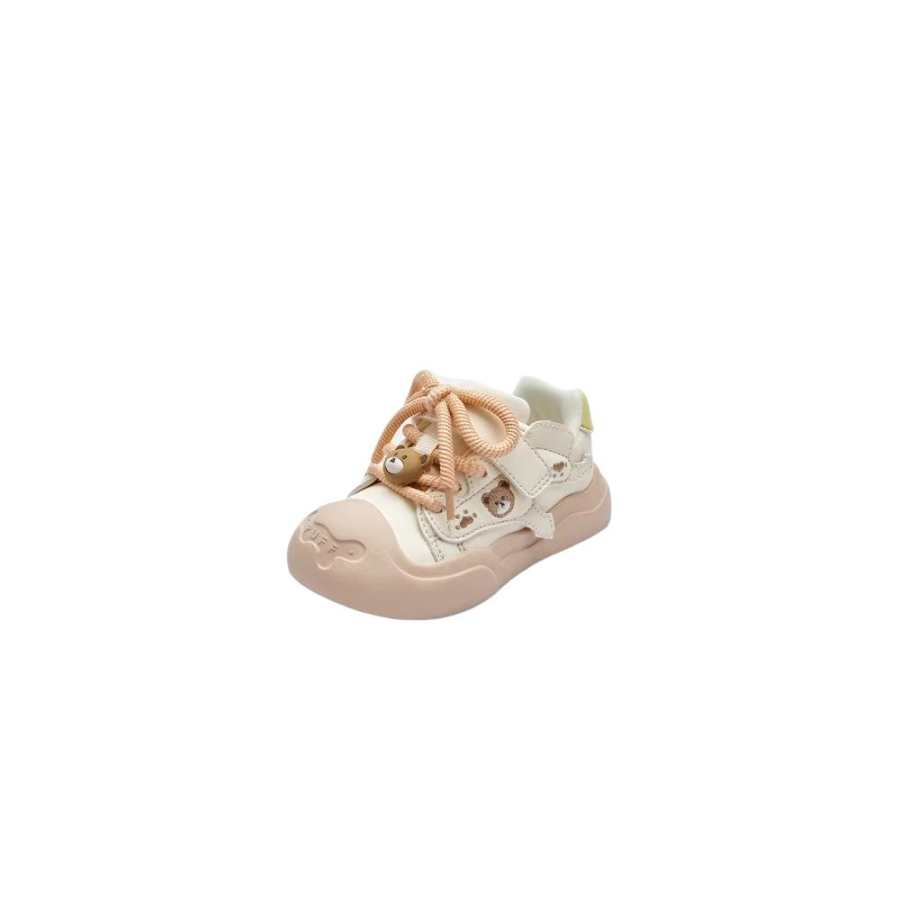 BALABALA Synthetic Leather Slip Resistant Slip Resistant Low top Toddler Shoes Ecru Infant And Toddler