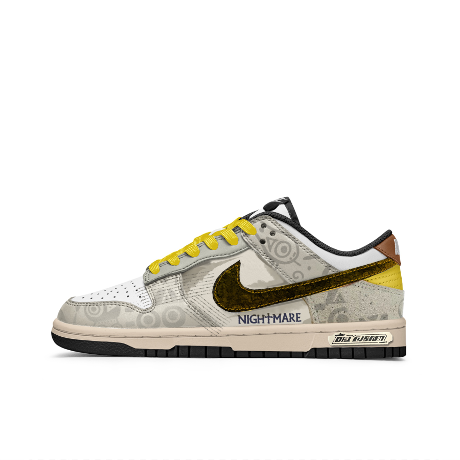 Nike Nike Dunk Slip Resistant Abrasion Resistant Low top Kids' Skateboarding Shoes Gray Yellow Teenagers