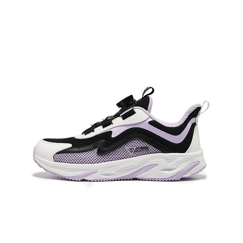 XTEP Zap Shadow Slip Resistant Cushioning Abrasion Resistant Breathable Kids' Running Shoes Black Purple Kids'