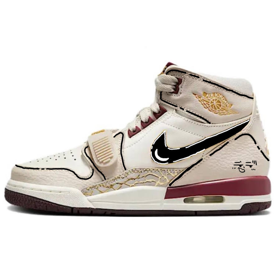 Jordan Jordan Legacy 312 Slip Resistant Abrasion Resistant High top Children's Basketball Shoes Beige Teenagers