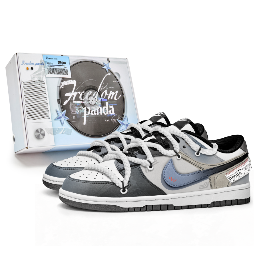 Nike Nike Dunk Slip Resistant Abrasion Resistant Low top Kids' Skateboarding Shoes Gray Blue Teenagers