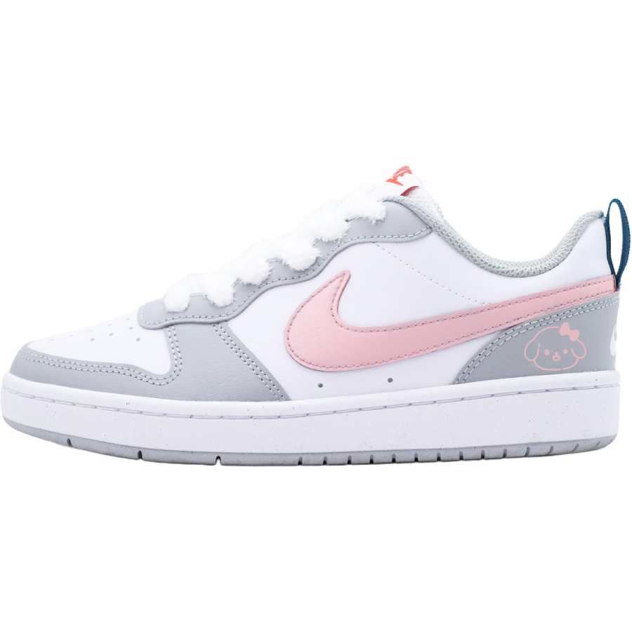 Nike Nike Court Borough Pink Heart Fluttering Slip Resistant Abrasion Resistant Low top Kids' Skateboarding Shoes Gray Pink
