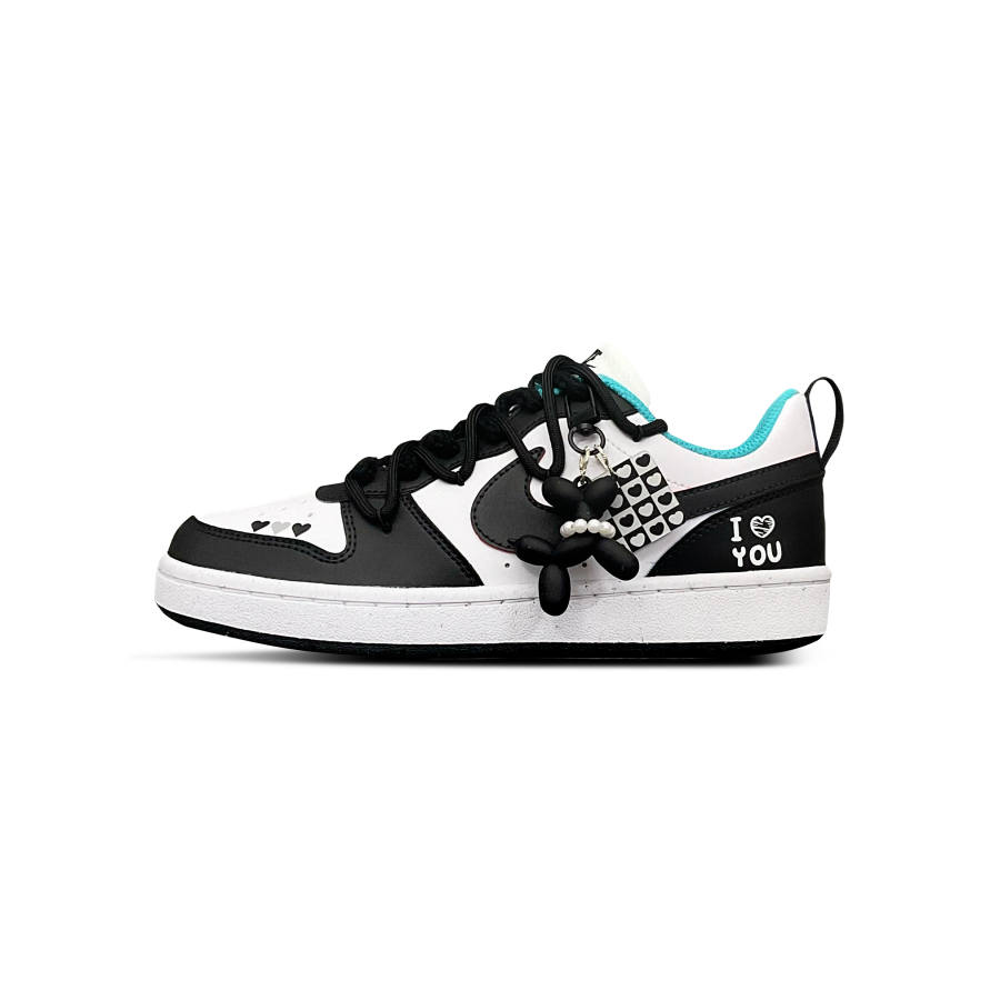 Nike Nike Court Borough Tower Rabbit Synthetic Leather Cushioning Low top Kids' Skateboarding Shoes Black Teenagers